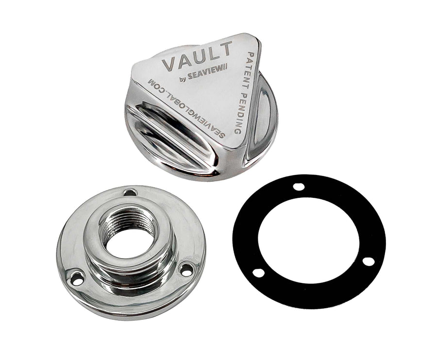 Vault Pro Stainless Steel Boat Drain Plug with Gasket and Garboard, Ergonomic Design.