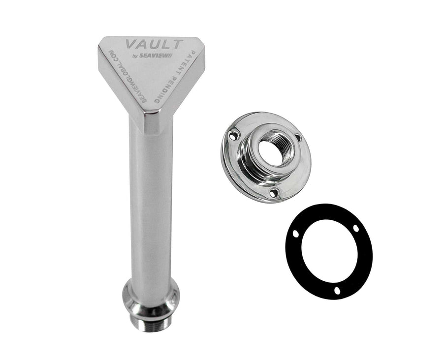 Vault Pro Center Boat Drain Plug S.S. with ergonomic cap and gasket set for boat maintenance.