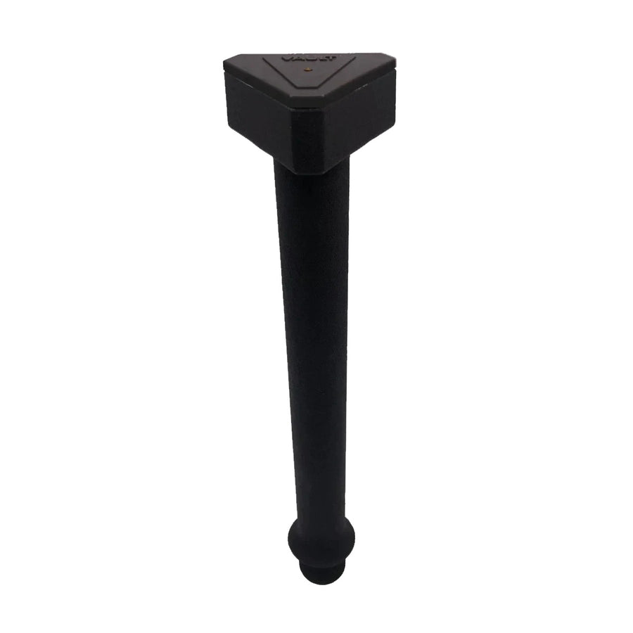 Vault center boat drain plug with triangular ergonomic cap, 8-inch length, fits 1/2 NPT brass and stainless garboards.