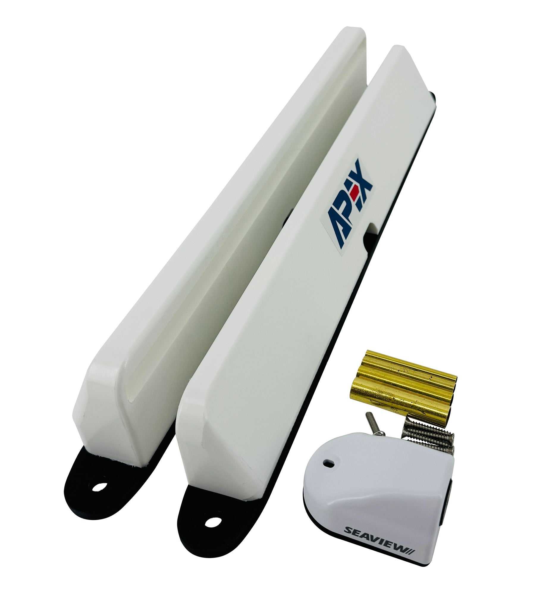 Starlink car mount with Seaview APEX surface kit for Gen 3 antenna, featuring marine-grade polyethylene caps and hard-anodized aluminum strips.