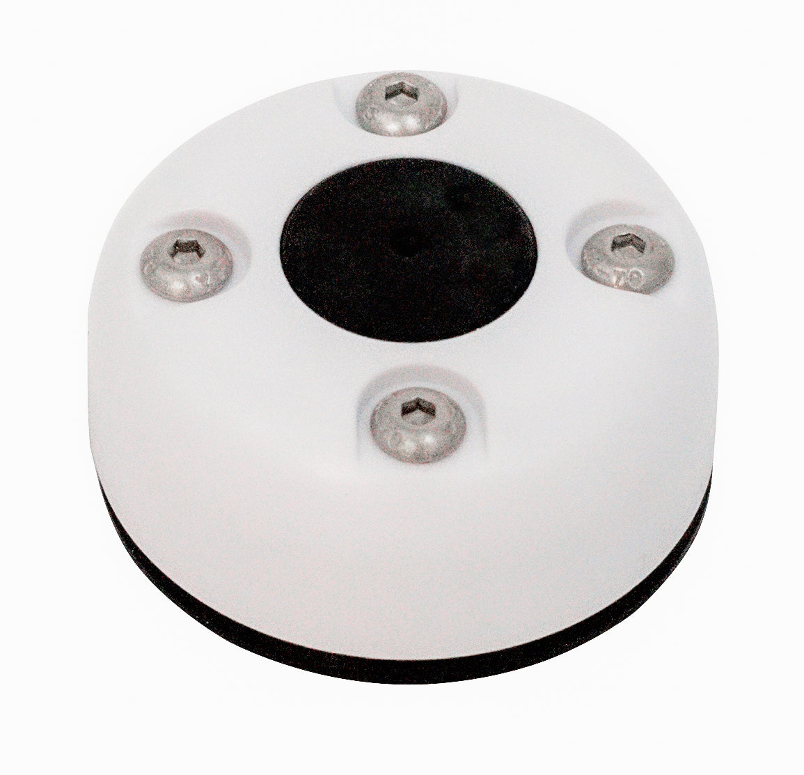 Standard vertical cable entry with waterproof seal, white round design, four screws, and black center.