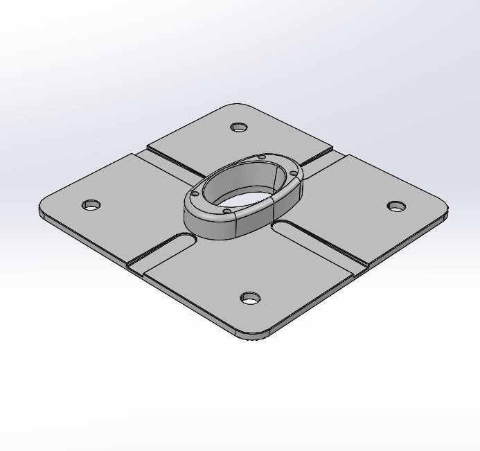 Self-draining waterproof base plate with built-in cable seal for Seaview mounts.