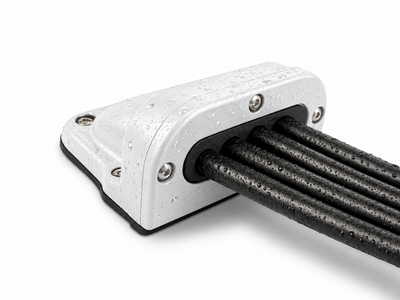 Seaview CGM1790W white horizontal multi-cable seal installed with cables