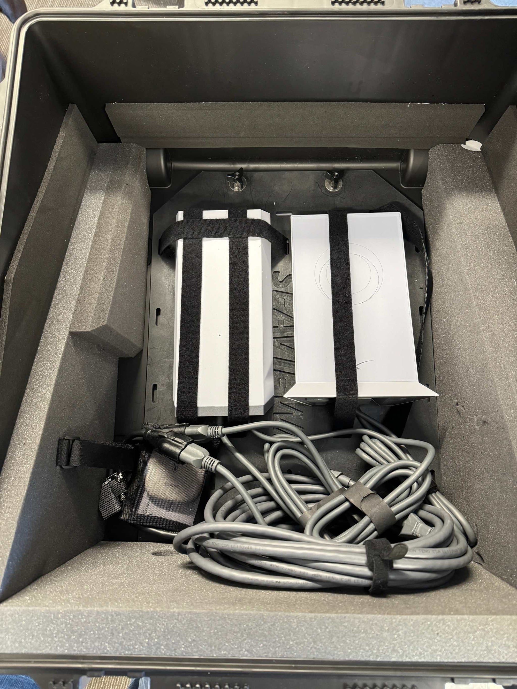 Seaview Starlink Flat HP Mobile Travel Case with foam protection and cables inside.