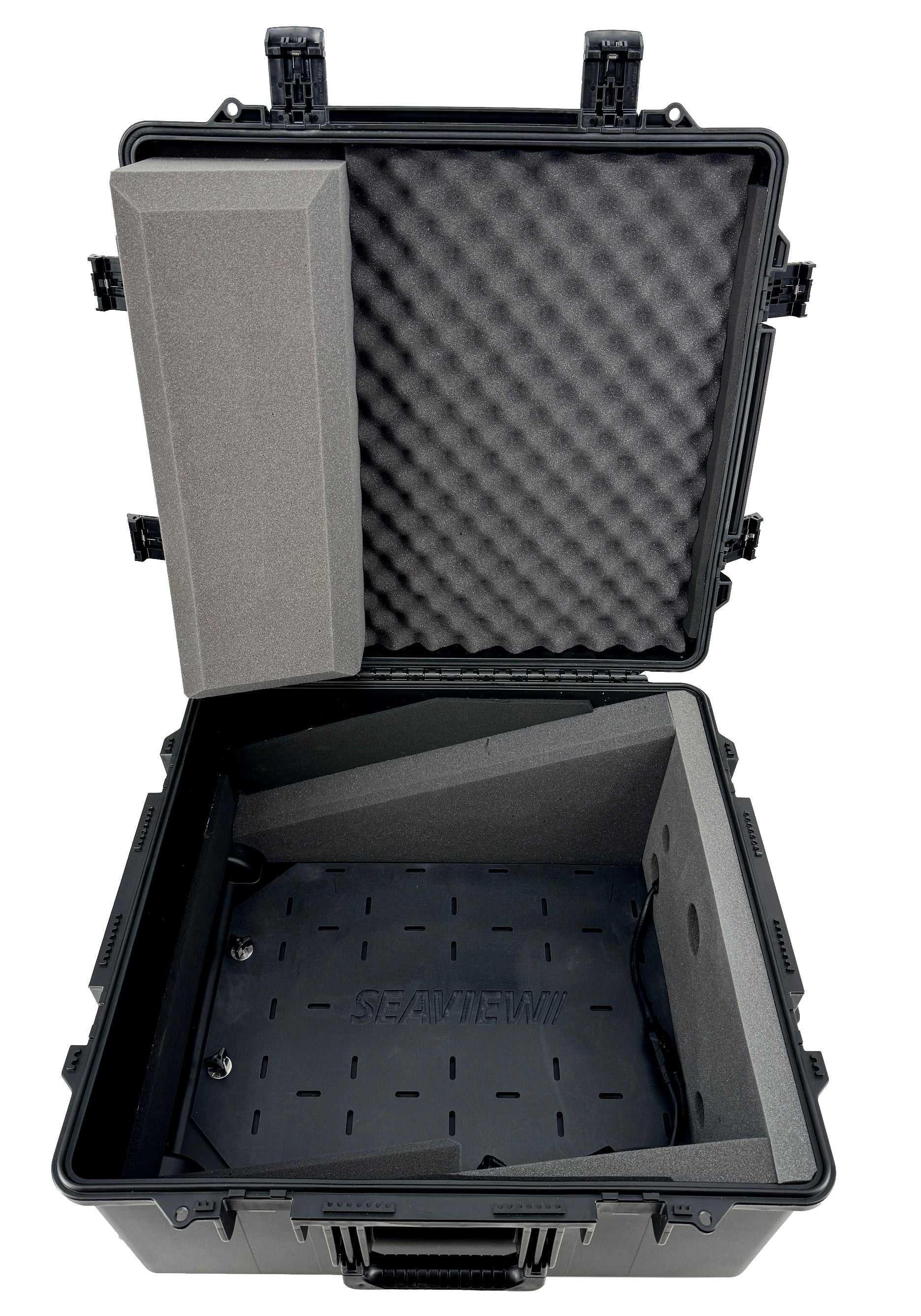 Seaview Starlink Flat HP Mobile Travel Case with 360-degree foam protection and removable universal platform.