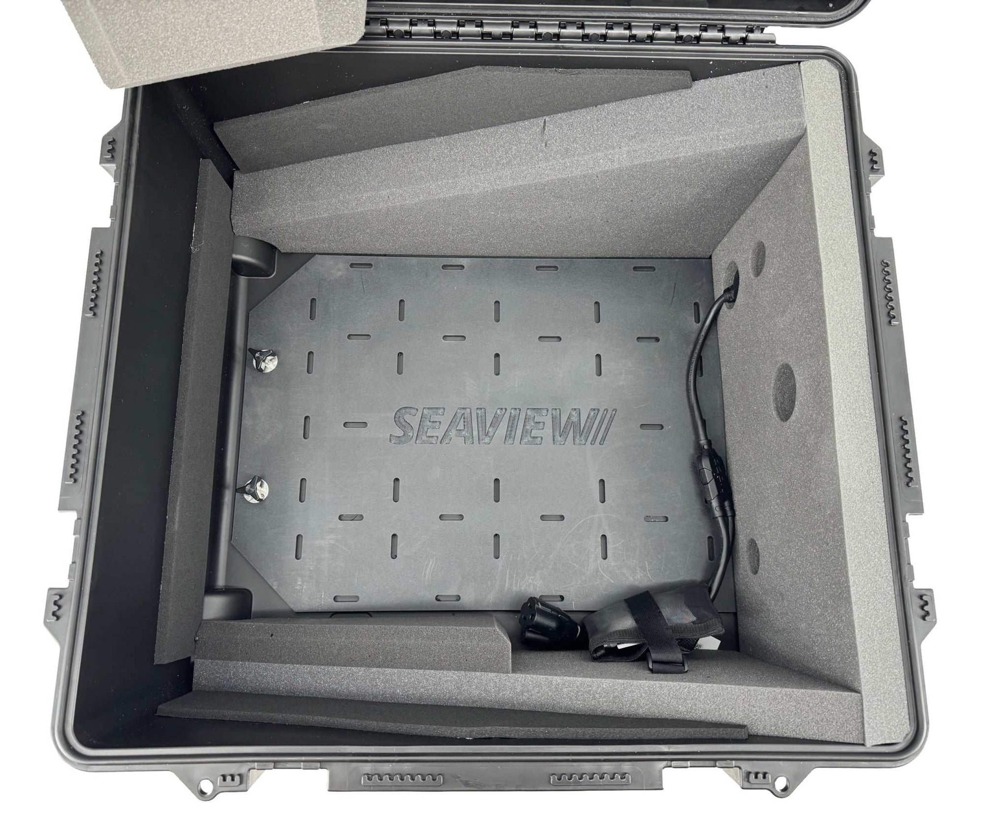 Seaview Starlink Flat HP Mobile Travel Case with foam protection and removable platform.