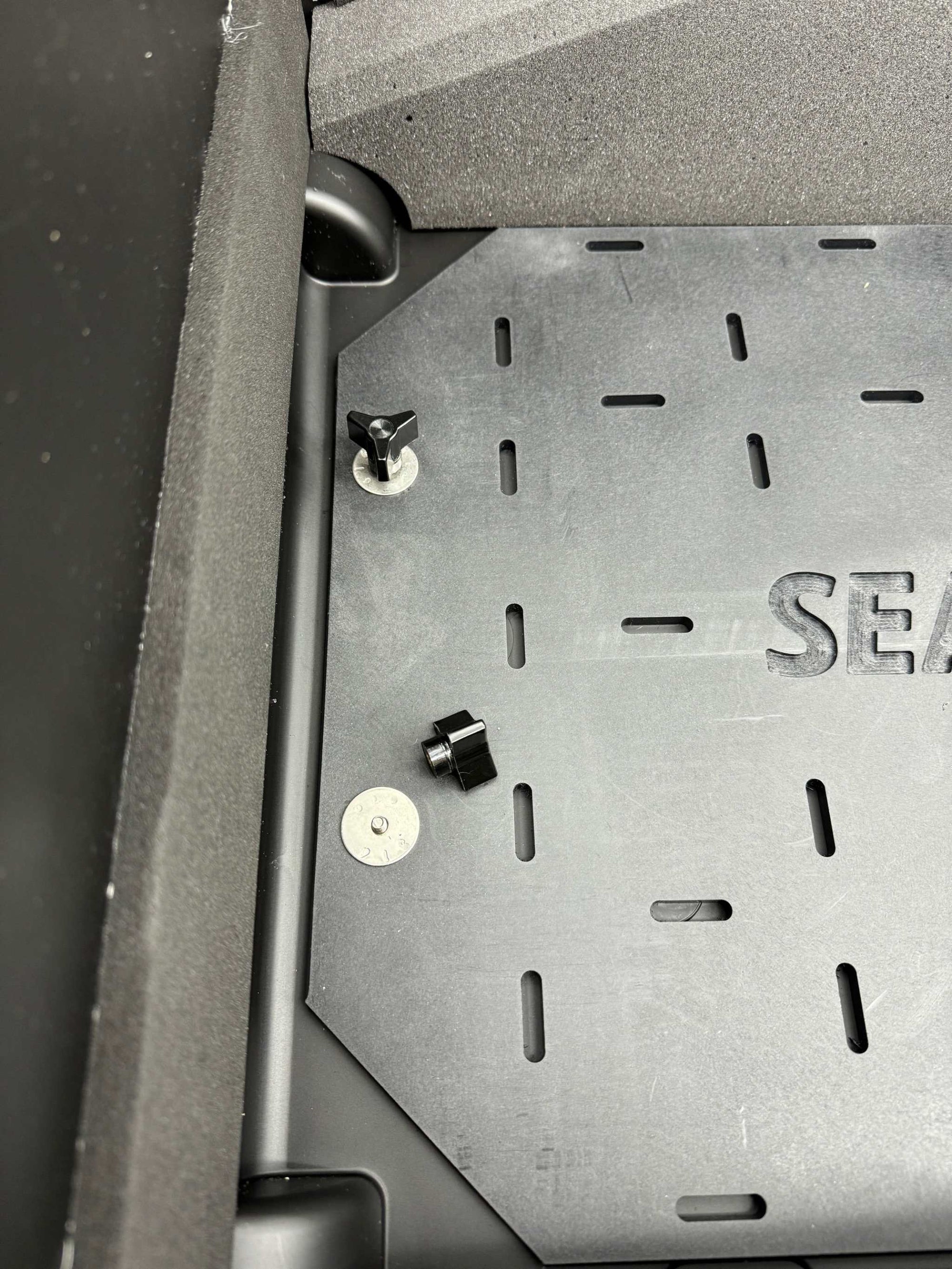 Interior of Seaview Starlink Flat HP Mobile Travel Case with universal mounting platform and hardware.