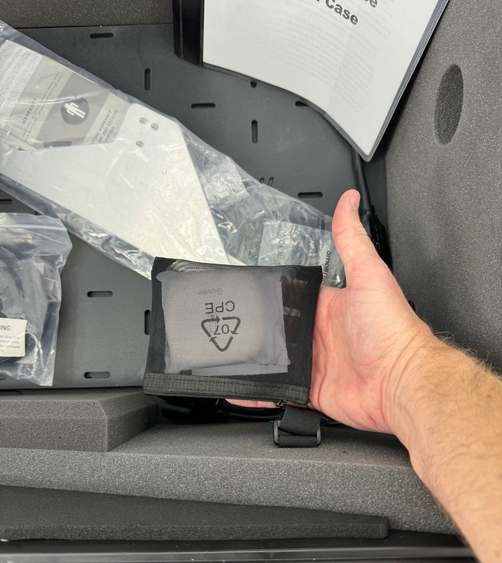 Seaview Starlink Flat HP Mobile Travel Case showcasing foam protection and internal compartments for accessories.