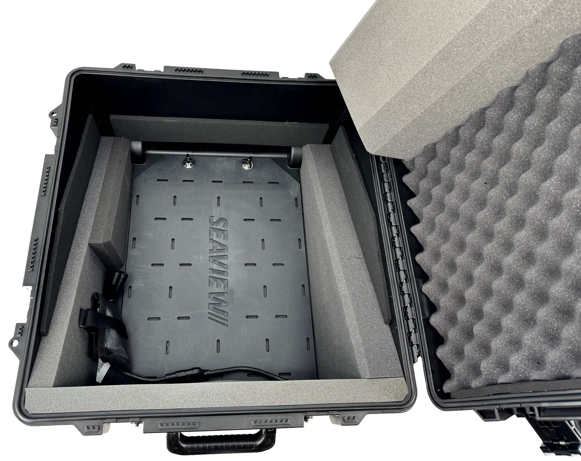 Seaview Starlink Flat HP Mobile Travel Case with foam protection and mounting platform.