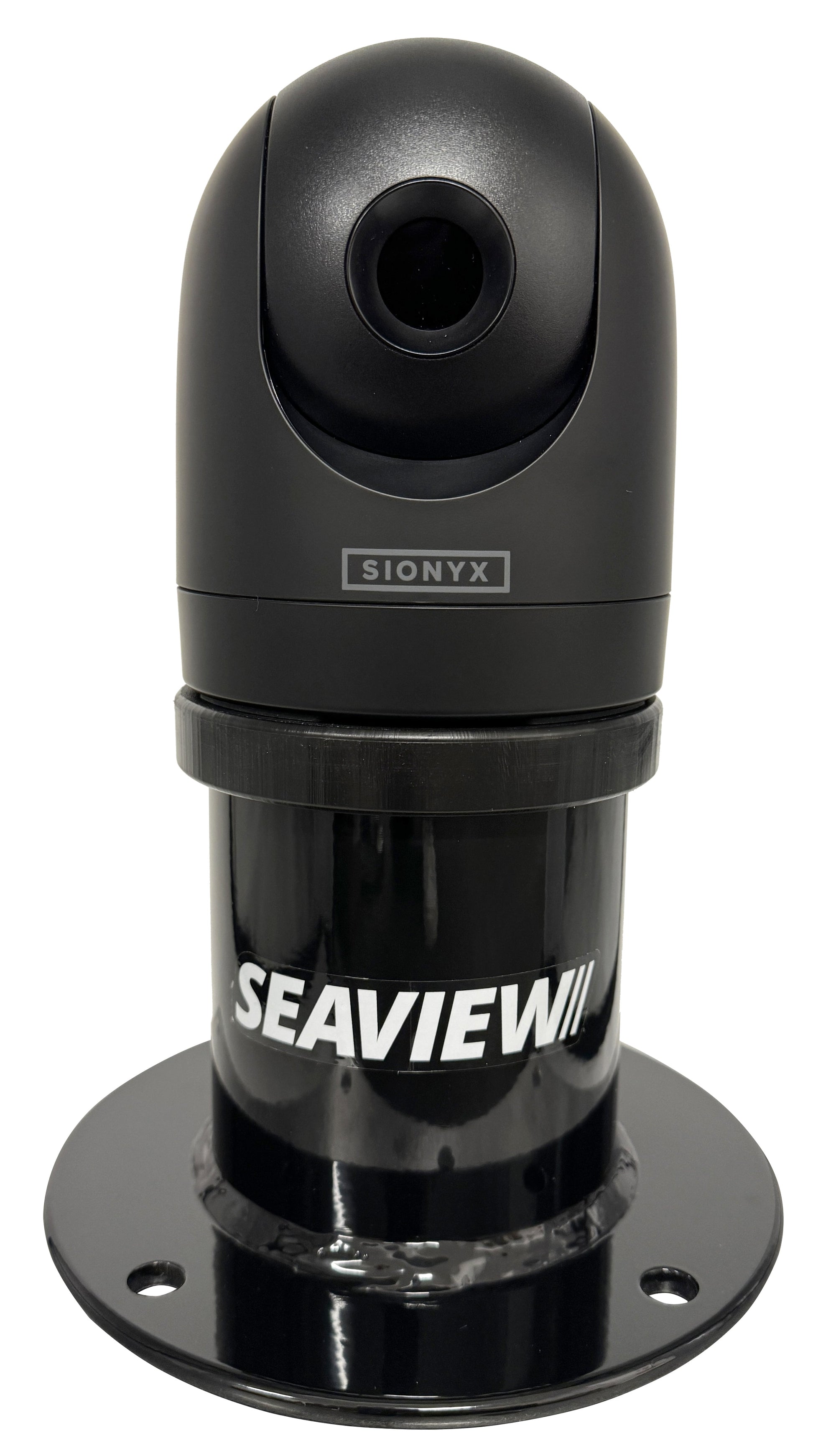 Black Seaview vertical camera mount with compact base design for Sionyx Nightwave.