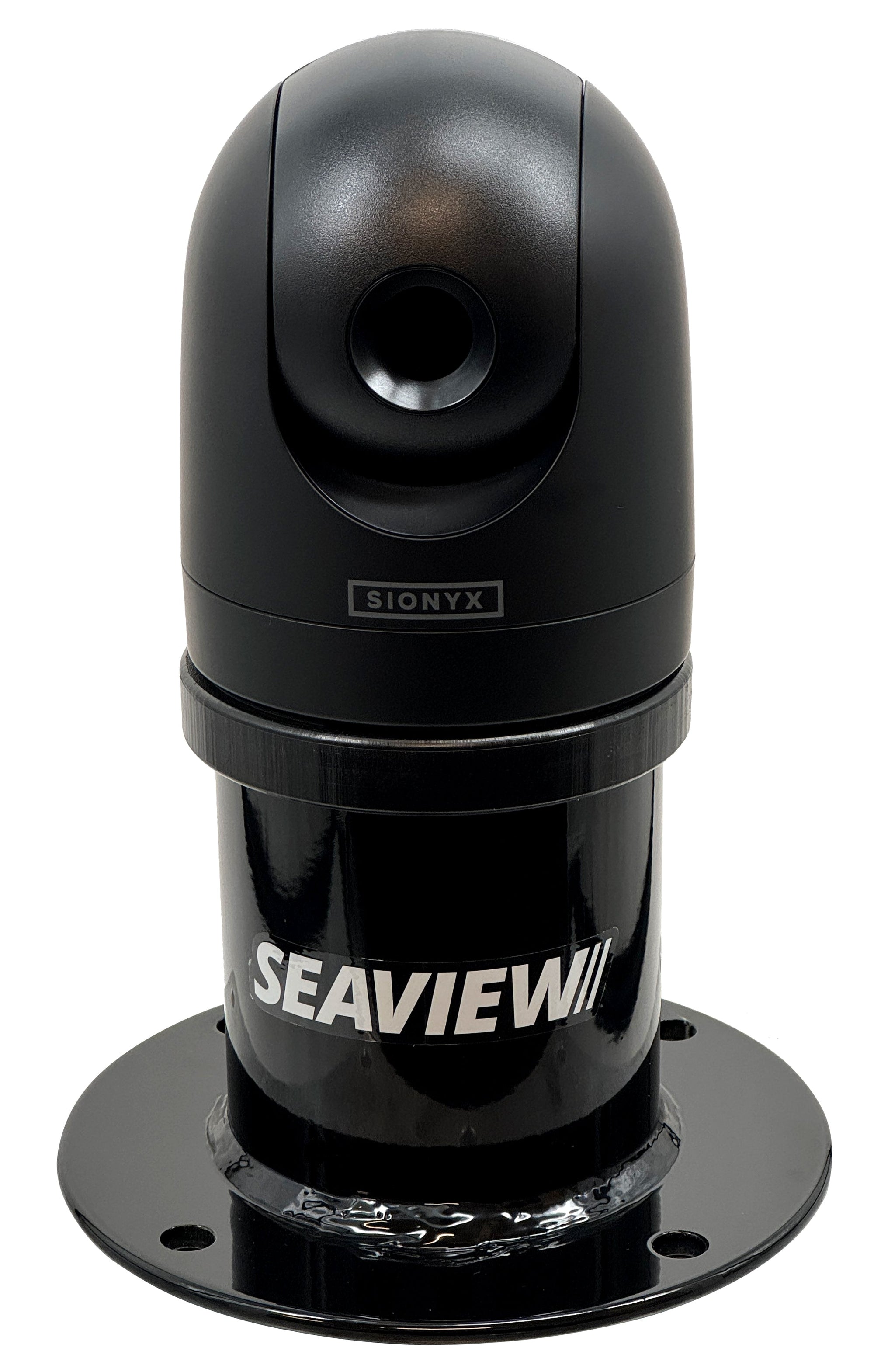 Black Seaview vertical camera mount with compact base design for Sionyx Nightwave.