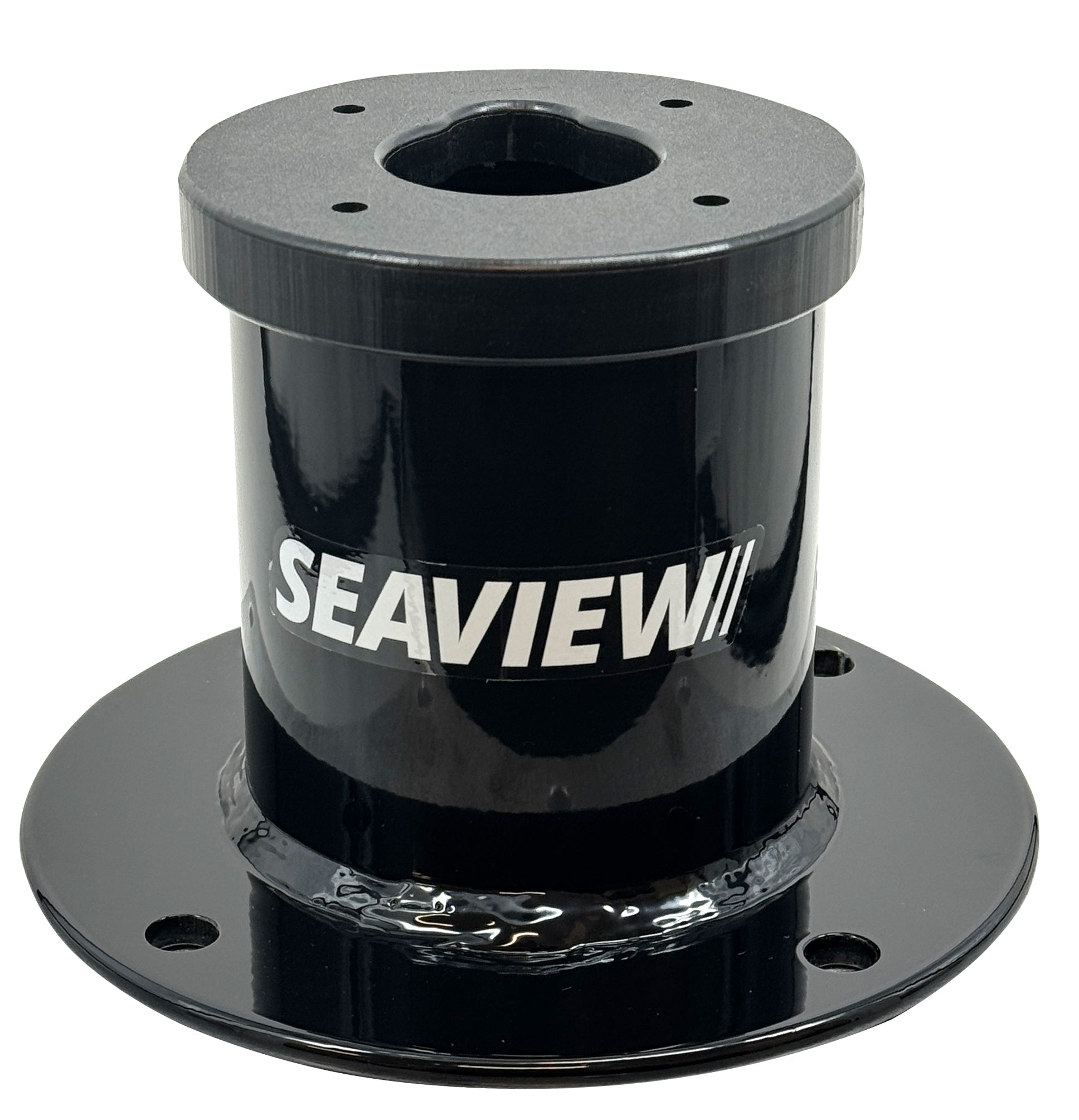 Black Seaview vertical camera mount with compact 8" diameter base design for Sionyx Nightwave.