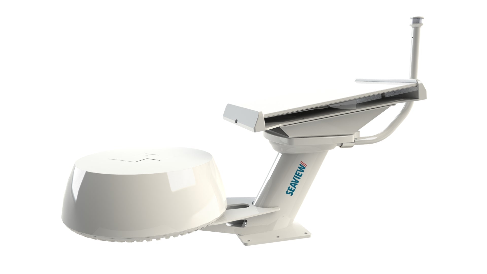 Seaview modular dual mounts for marine electronics, shown with Starlink Flat HP.