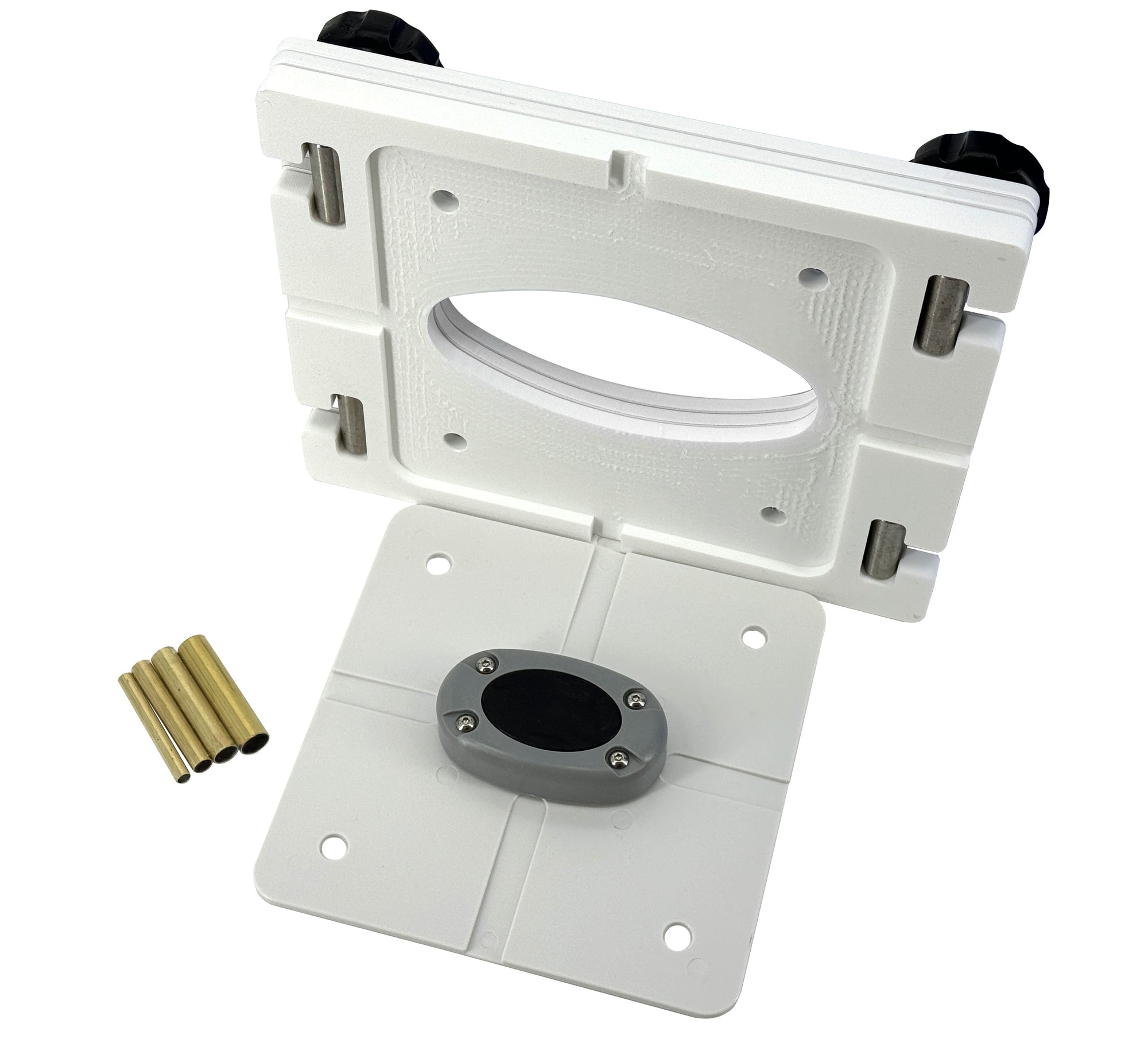 Removable marine electronics base with white self-draining waterproof design by Seaview.