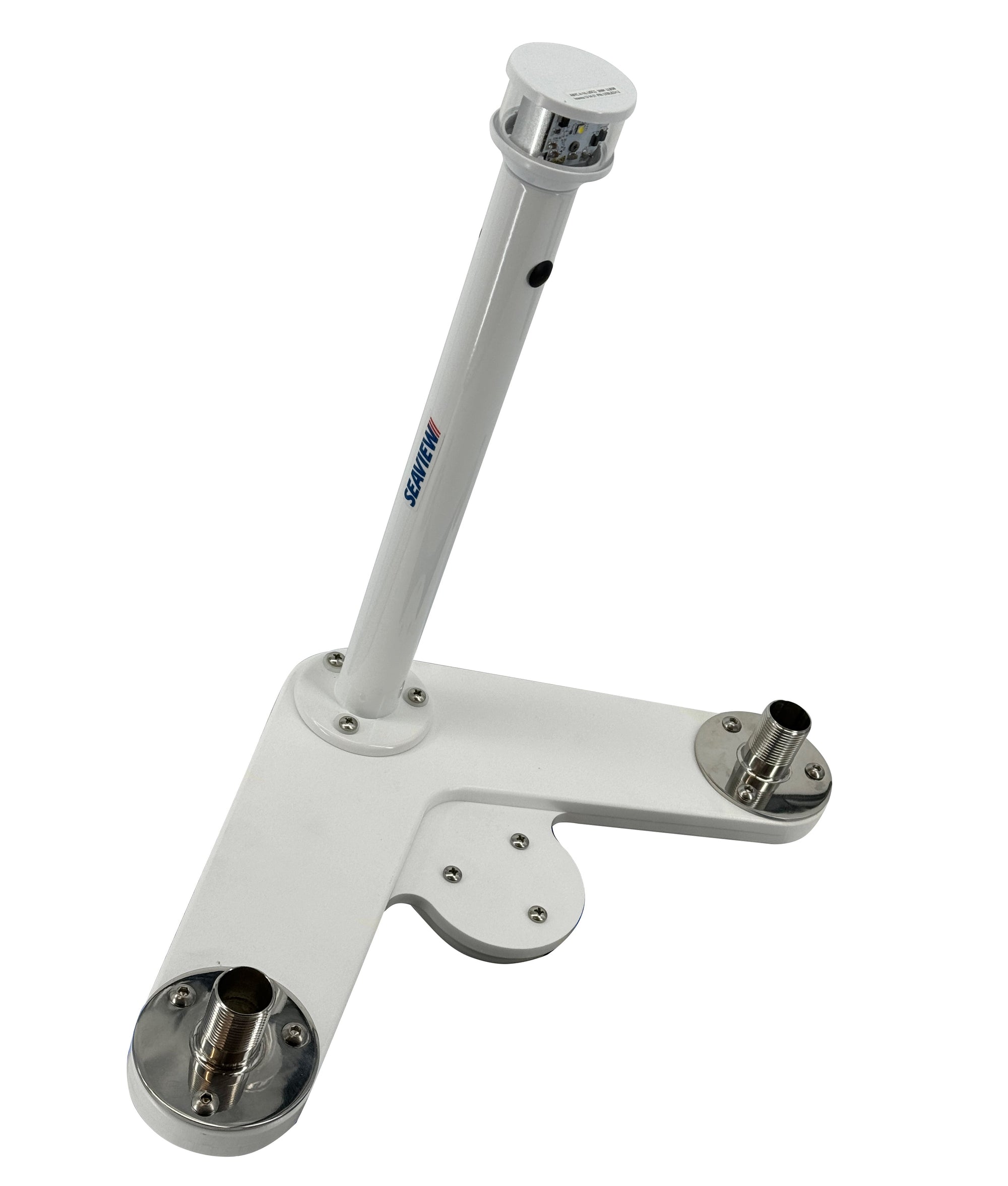 Universal white light bar top with LED navigation light and mounting bases for GPS units.