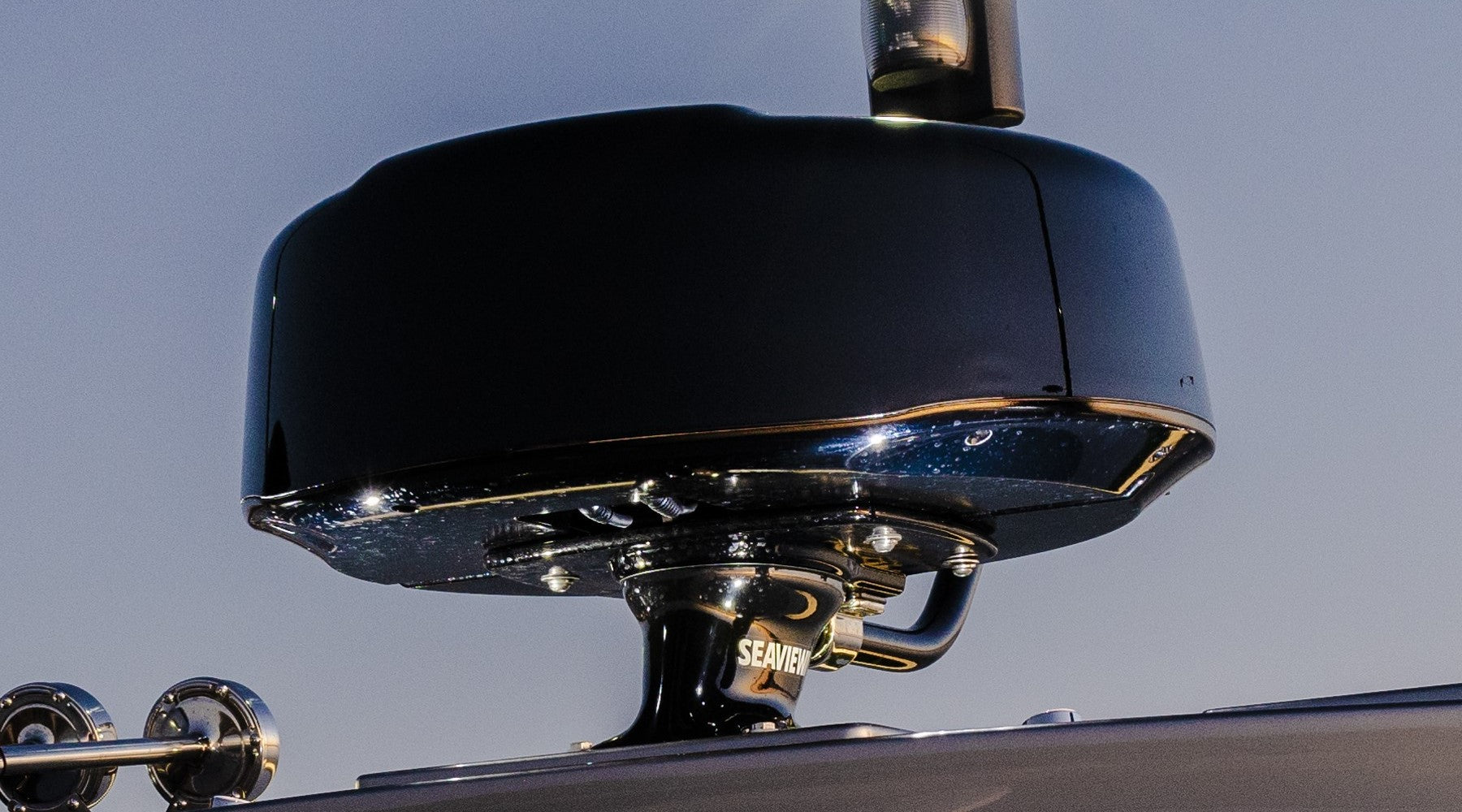 Seaview marine electronics mounts installed on a yacht