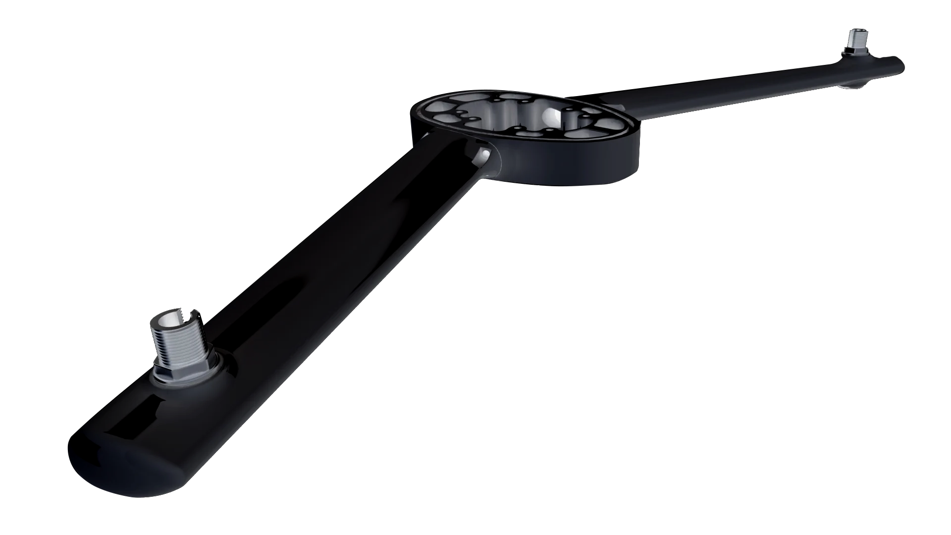 Black Seaview Marine spreader kit with dual extension arms and mounting points, designed for radar or satdome configuration.