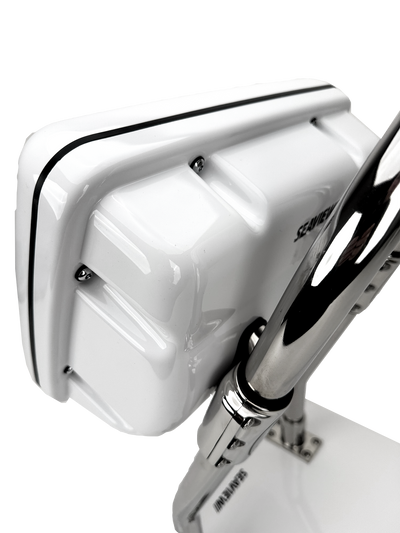 NavPod SailPod flush-mount marine electronics pod with stainless steel clamps and waterproof sealing for guardrails up to 11 inches wide