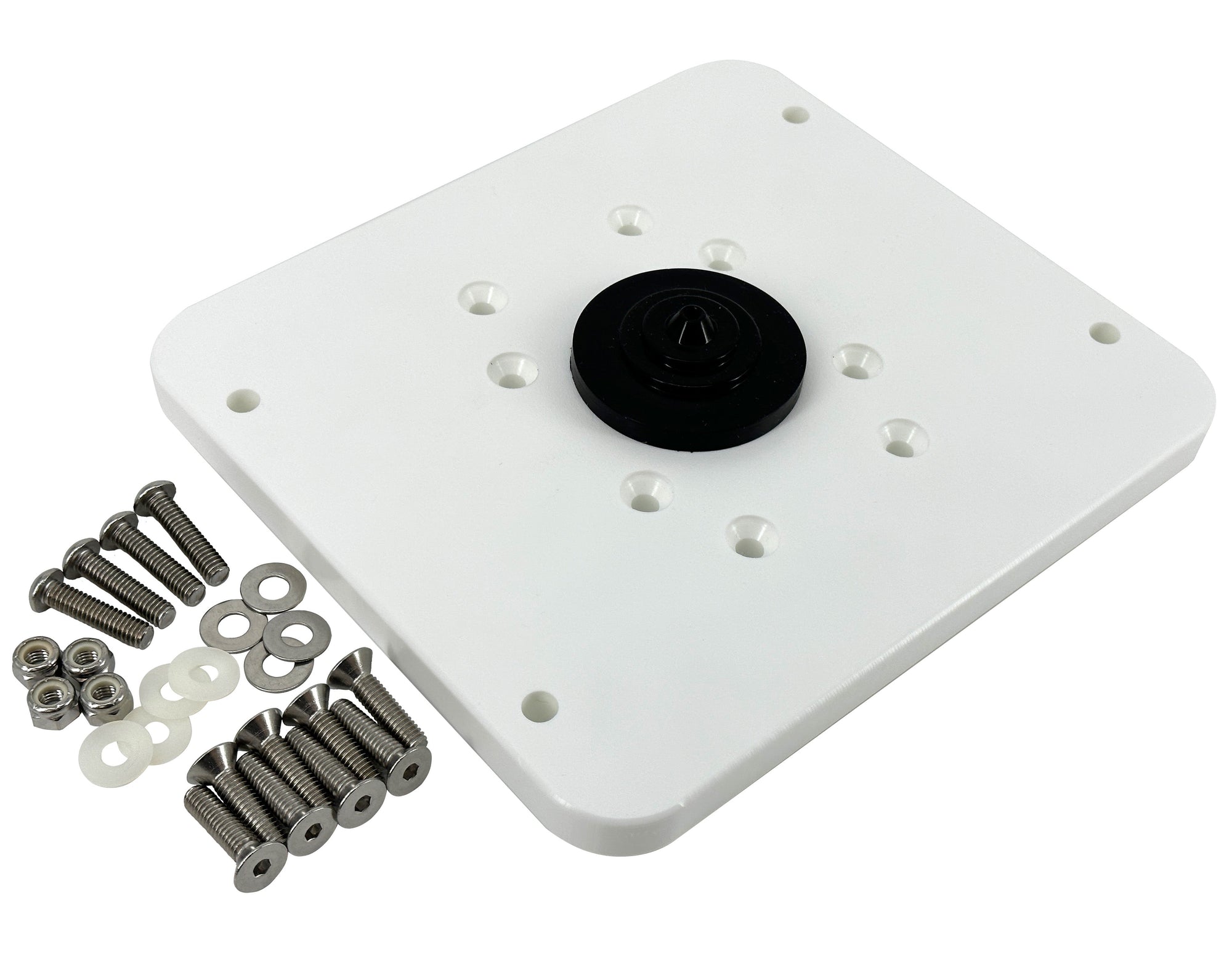 Modular top plate with mounting screws for Starlink Flat HP installations.