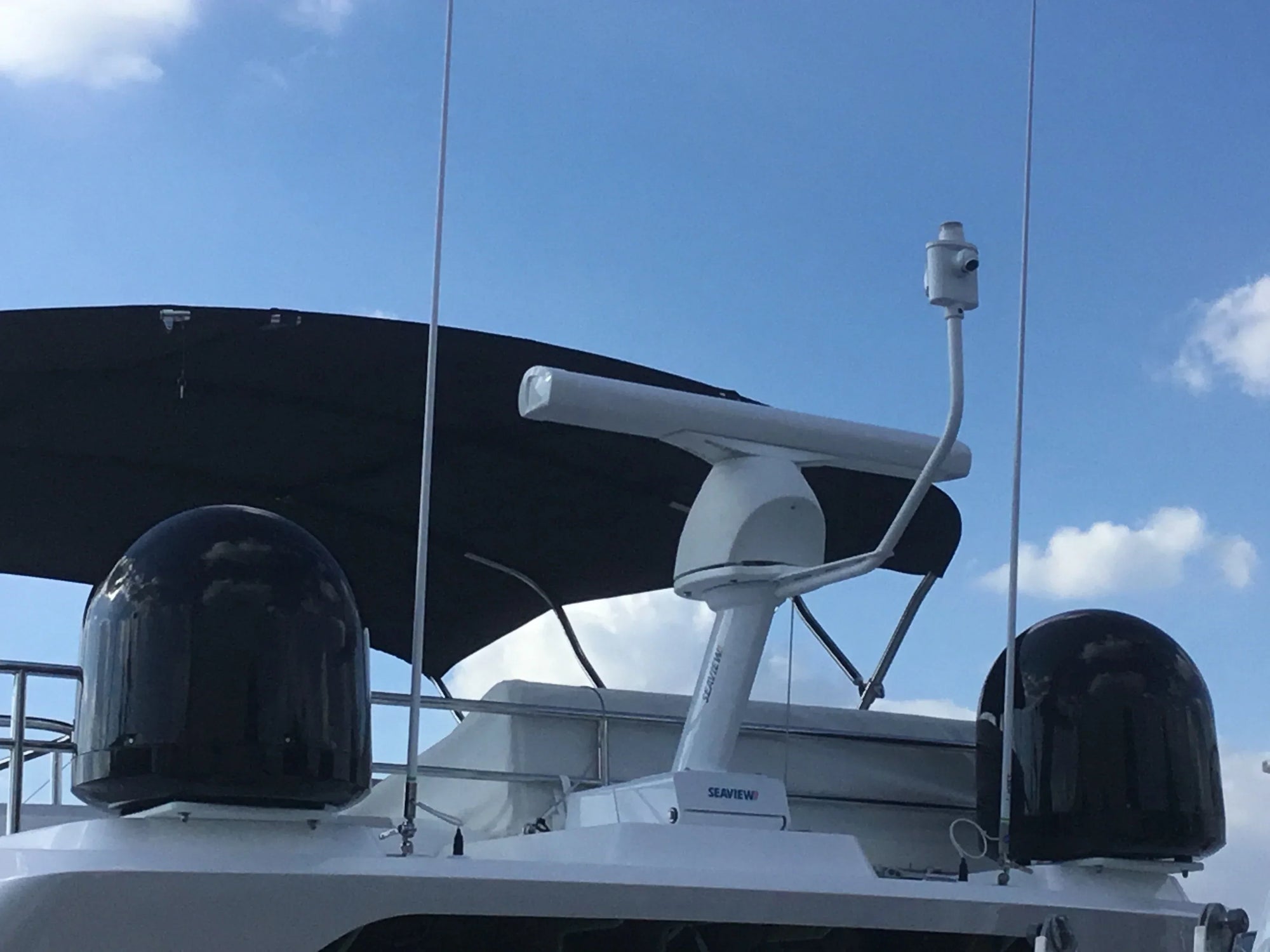 Seaview electrically actuated hinge on boat deck.