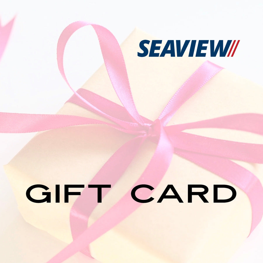 Seaview gift card with pink ribbon.