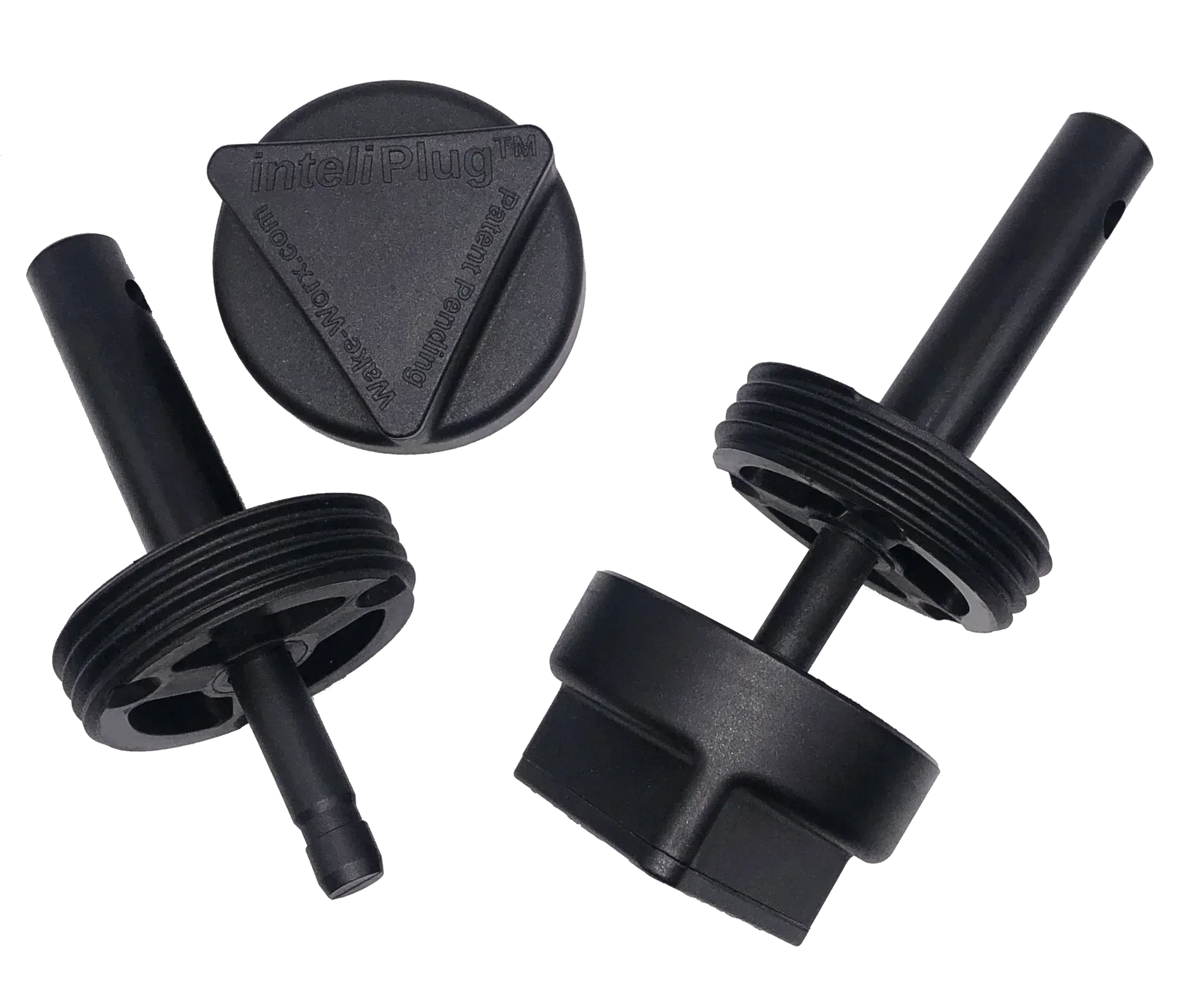 inteliPlug Pro Boat Drain Plug with ergonomic triangular cap and spring-loaded design.
