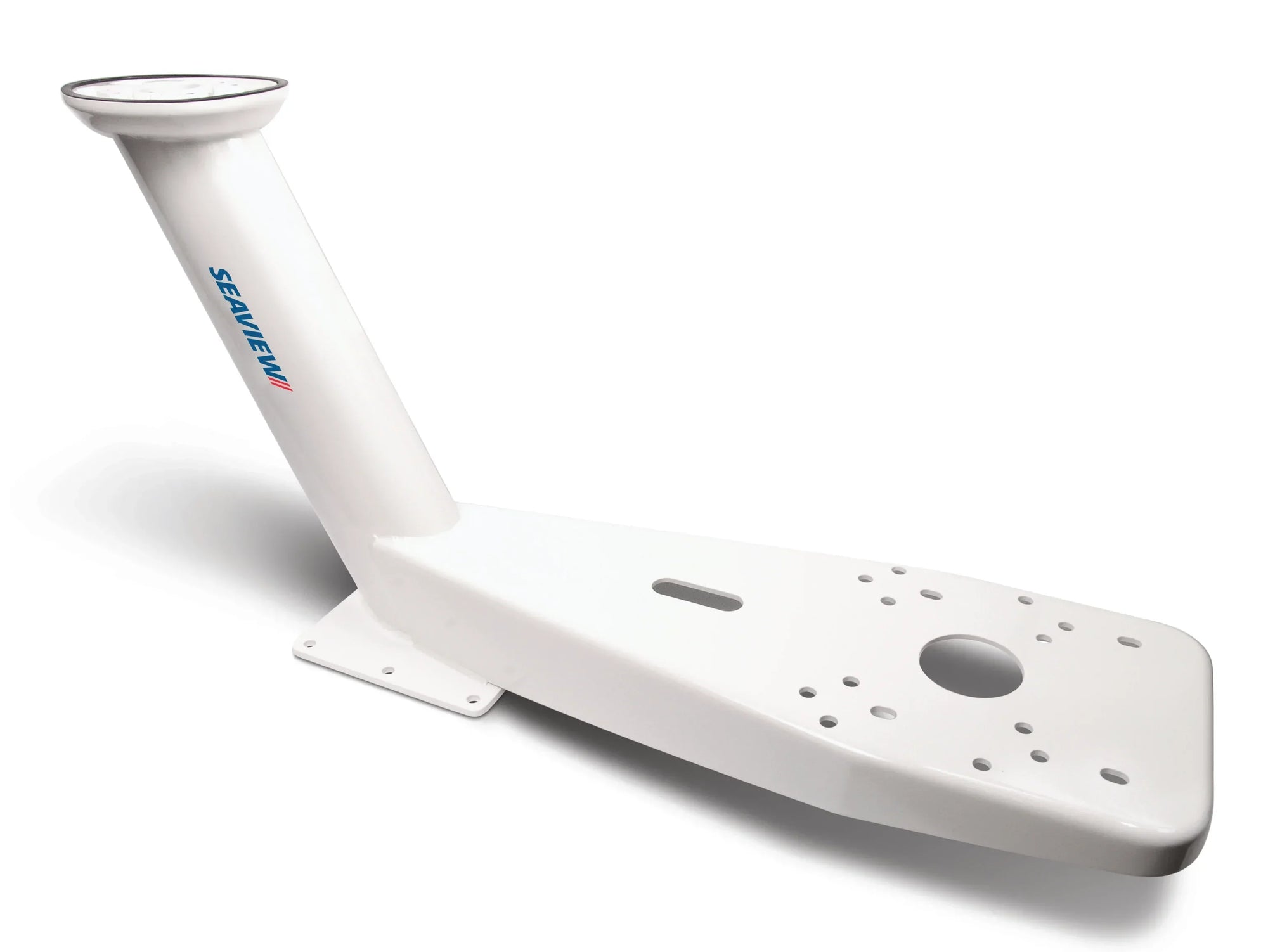 Seaview modular dual mount for marine electronics with pre-drilled bottom plate, top plate sold separately.