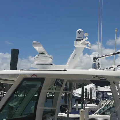 Seaview modular Dual Mounts on a boat with radar and marine electronics.