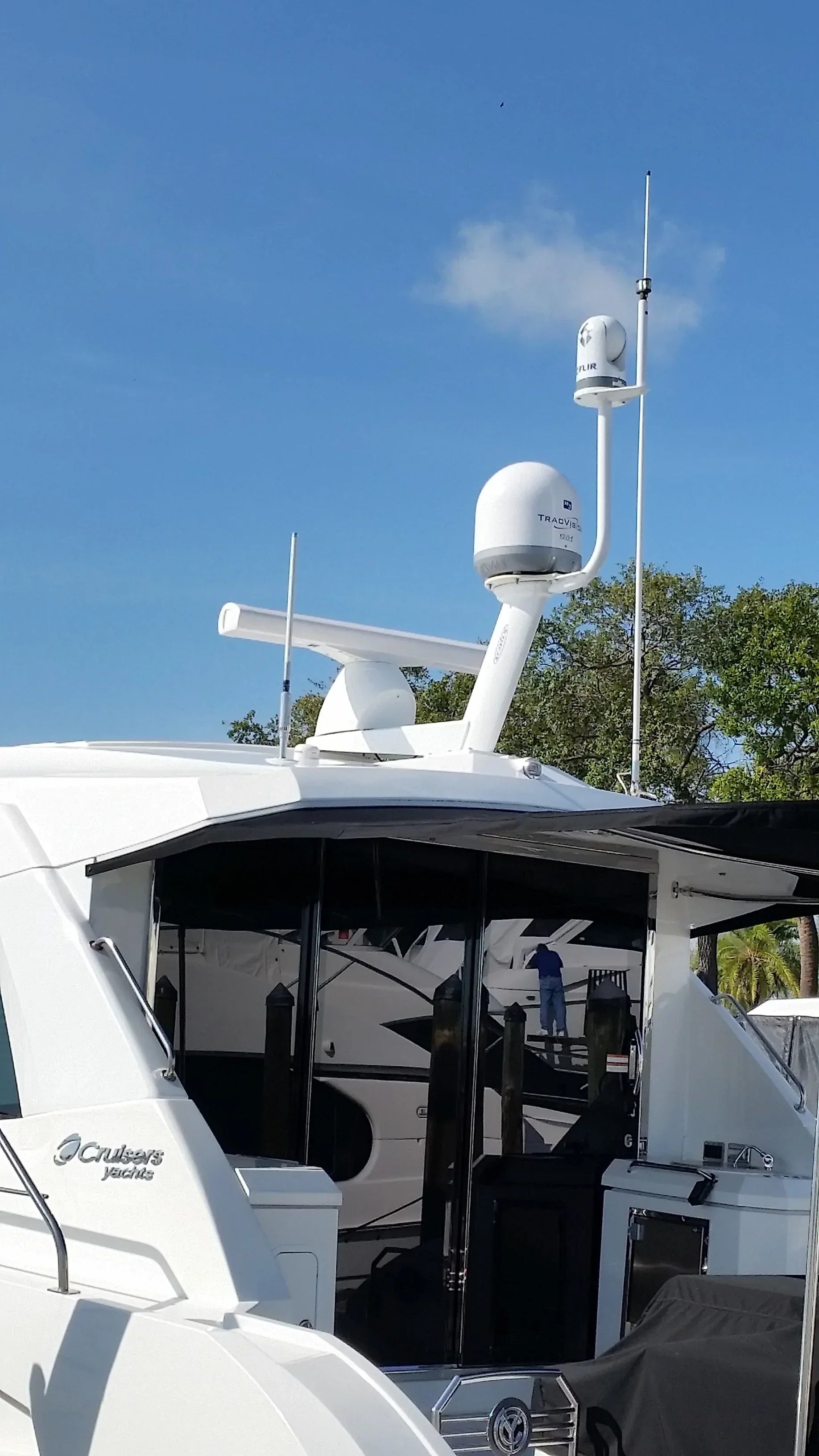 Seaview modular dual mounts on a boat for marine electronics installation.