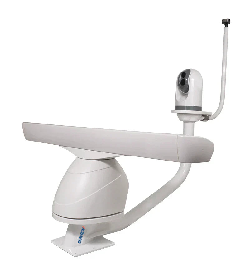 Seaview modular dual mounts for marine electronics with pre-drilled bottom plate and separate top plate.