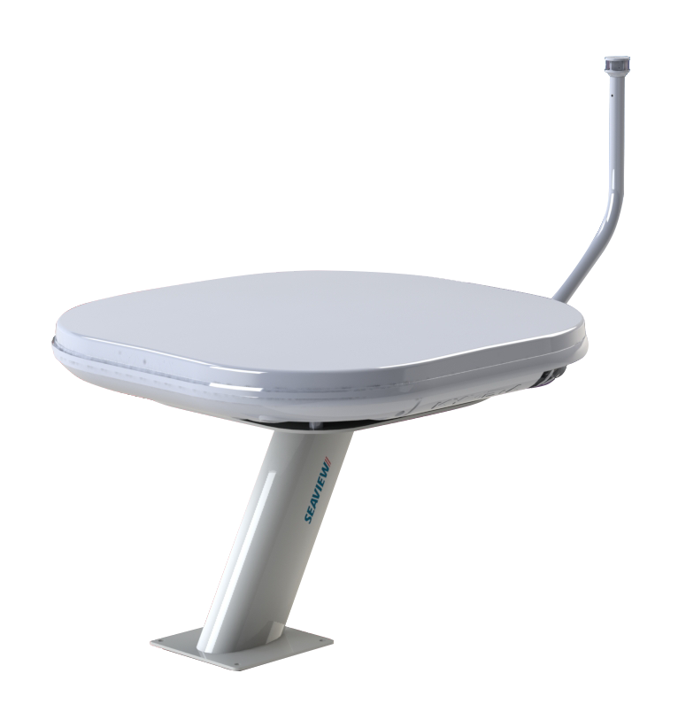 Seaview 18" aft leaning mount with light bar and light for Kymeta Antenna