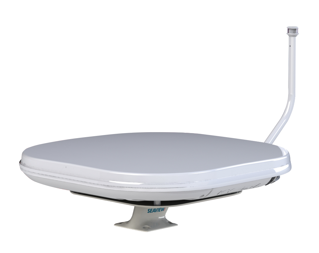 Seaview 5" aft leaning mount with light bar and light for Kymeta Antenna