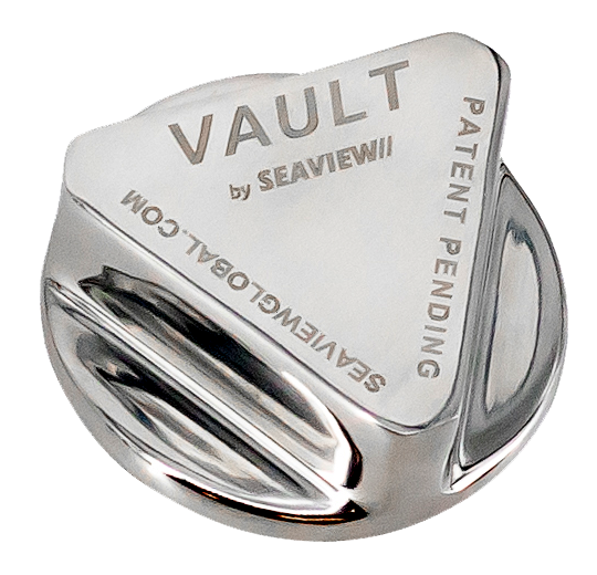 Vault Pro Boat Drain Plug S.S. with ergonomic triangular cap and backup O-ring.