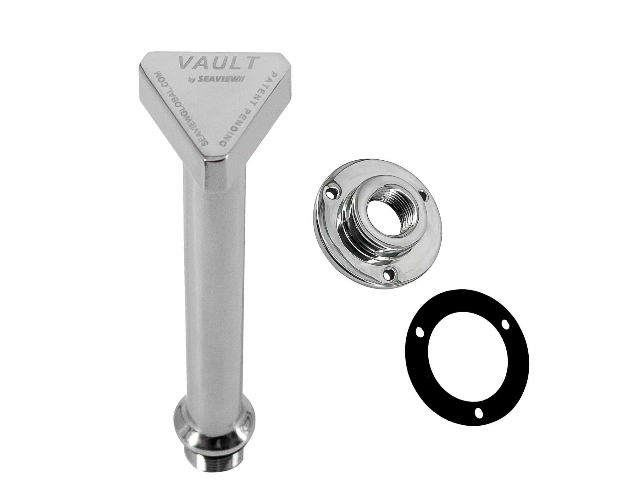 Vault Pro Center Boat Drain Plug S.S. with ergonomic cap and gasket set for boat maintenance.