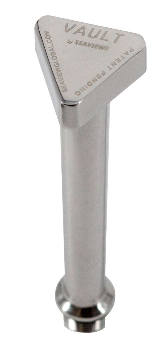 Vault Pro S.S. center boat drain plug with triangular ergonomic cap and NPT thread.