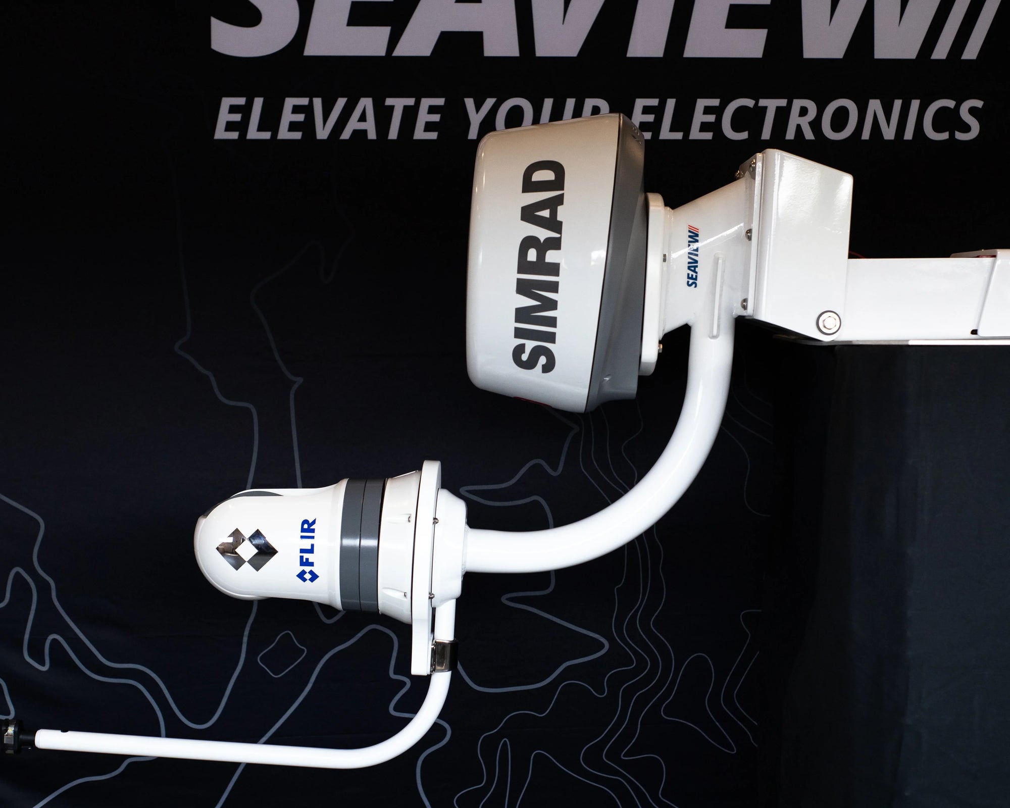 Seaview electrically actuated hinge base with mounted electronics.