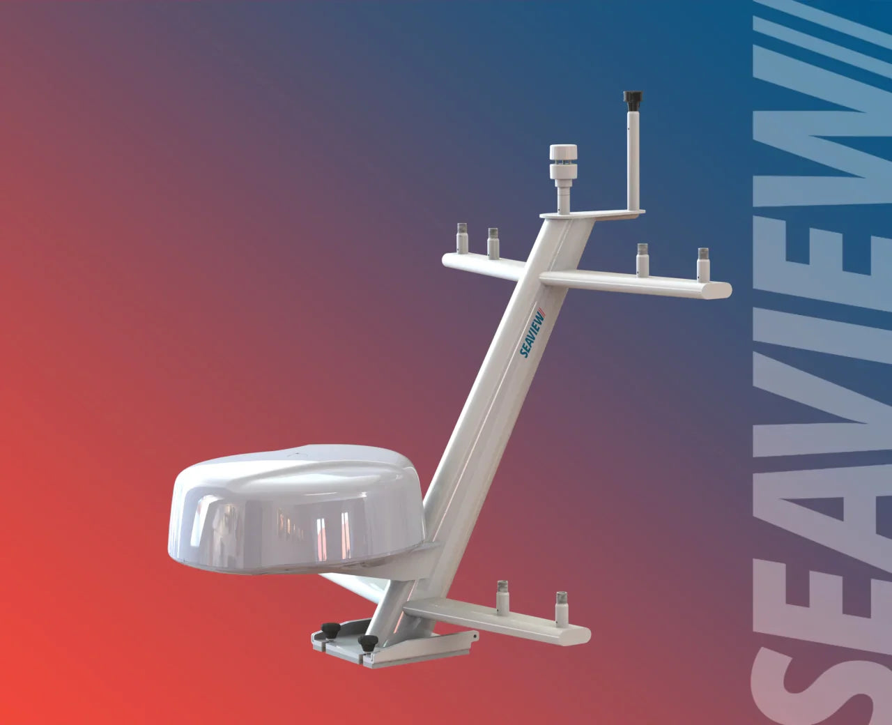 Seaview Model #80 hinged mast with spreaders for marine electronics.