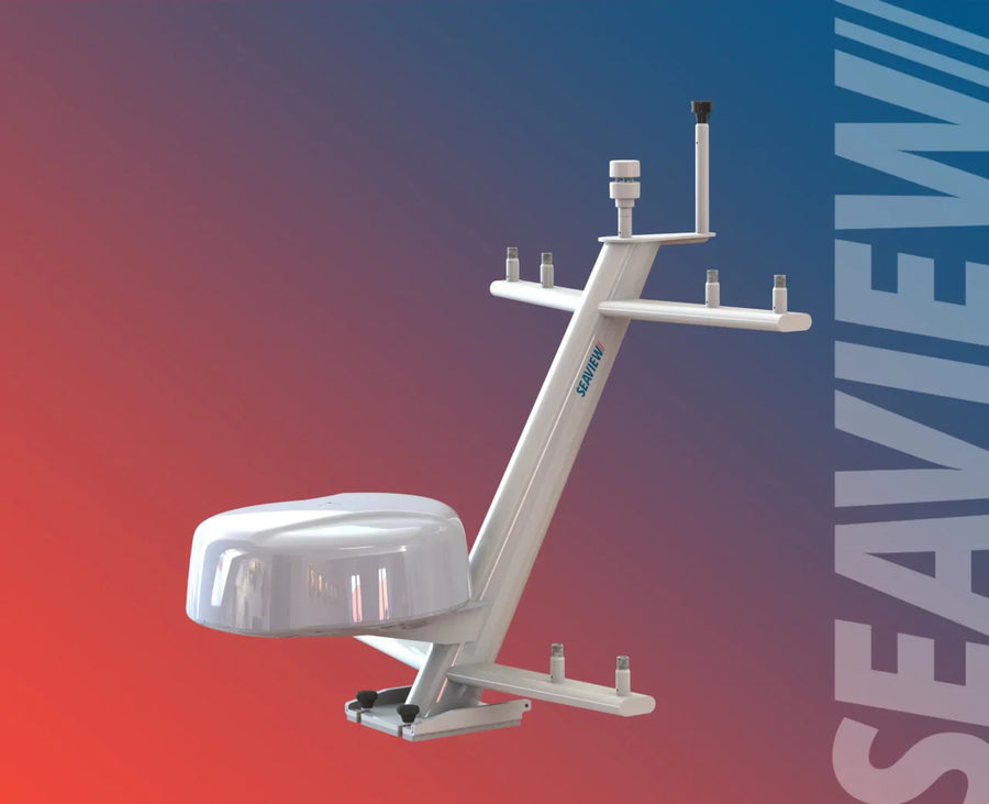 Seaview Model #80 hinged mast with spreaders for marine electronics.