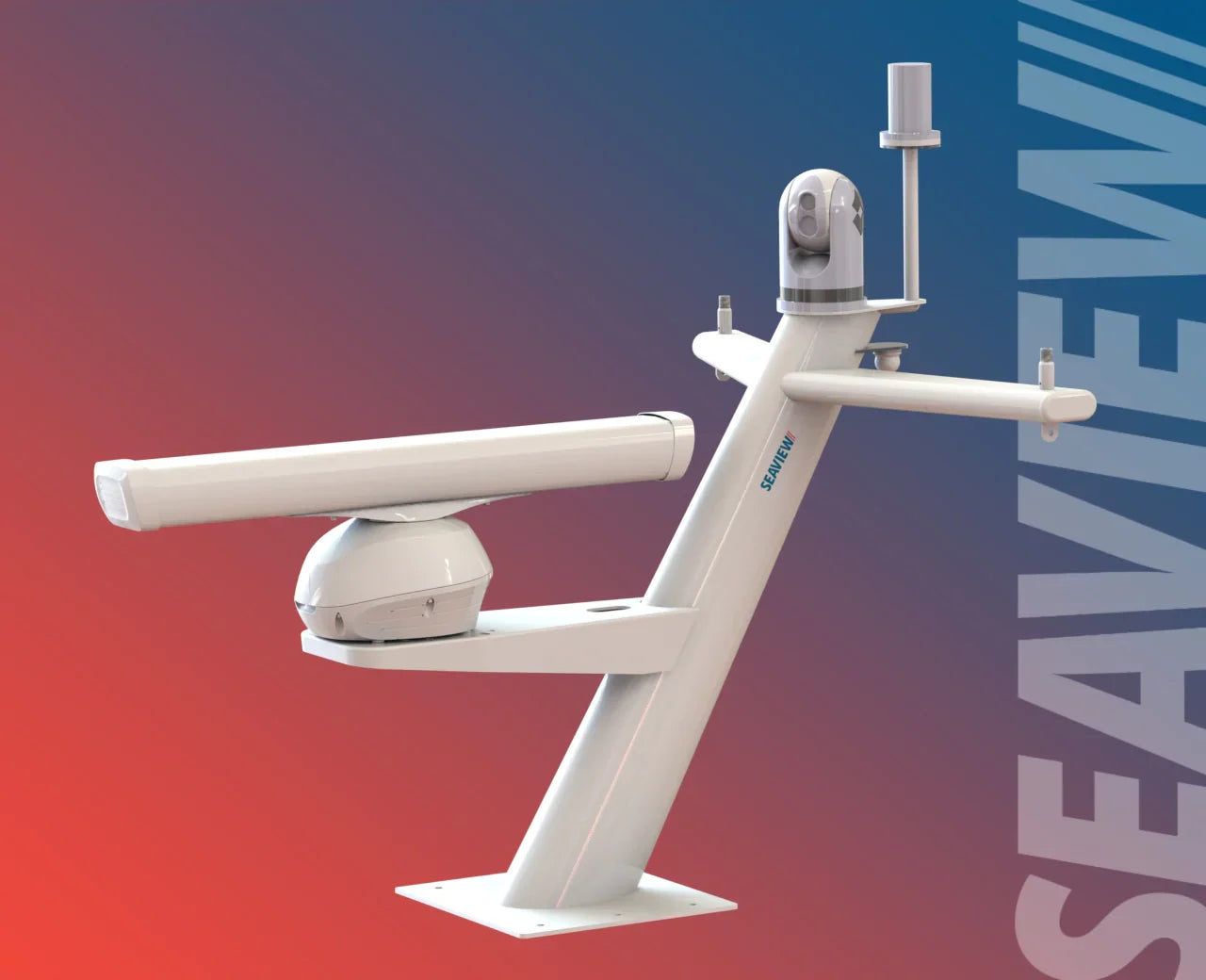 Seaview Model #79 tapered mast with spreaders for Garmin radar and FLIR camera.