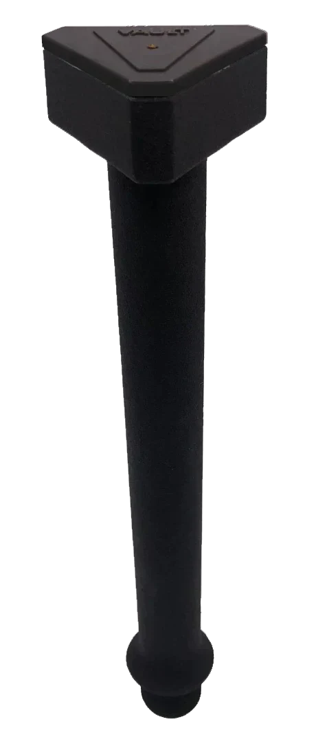 Vault center boat drain plug with triangular ergonomic cap, 8-inch length, fits 1/2 NPT brass and stainless garboards.