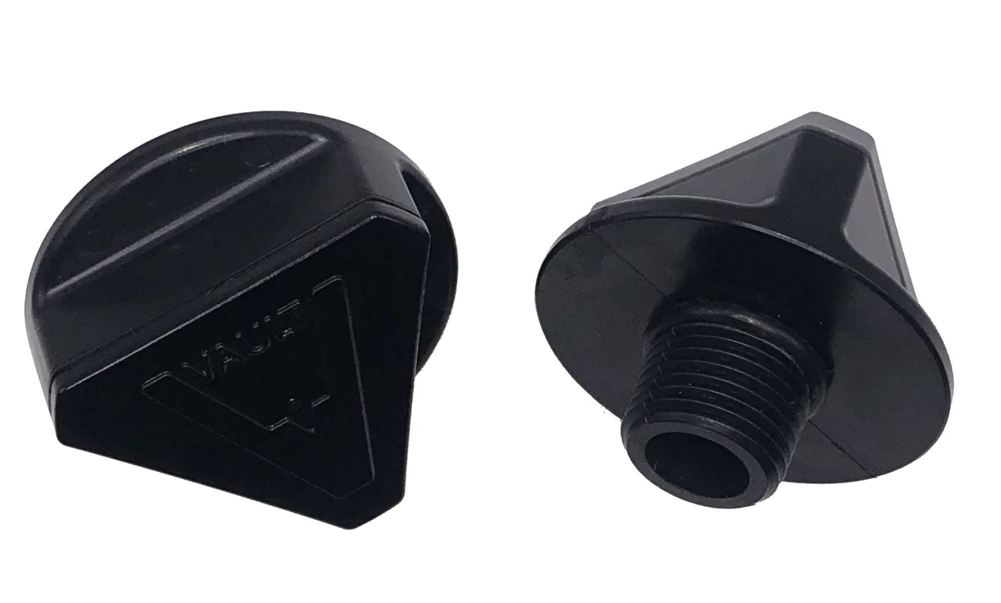 Seaview Vault Boat Drain Plug with triangular ergonomic cap for easy installation, fits 1/2 NPT garboards, floats in water.