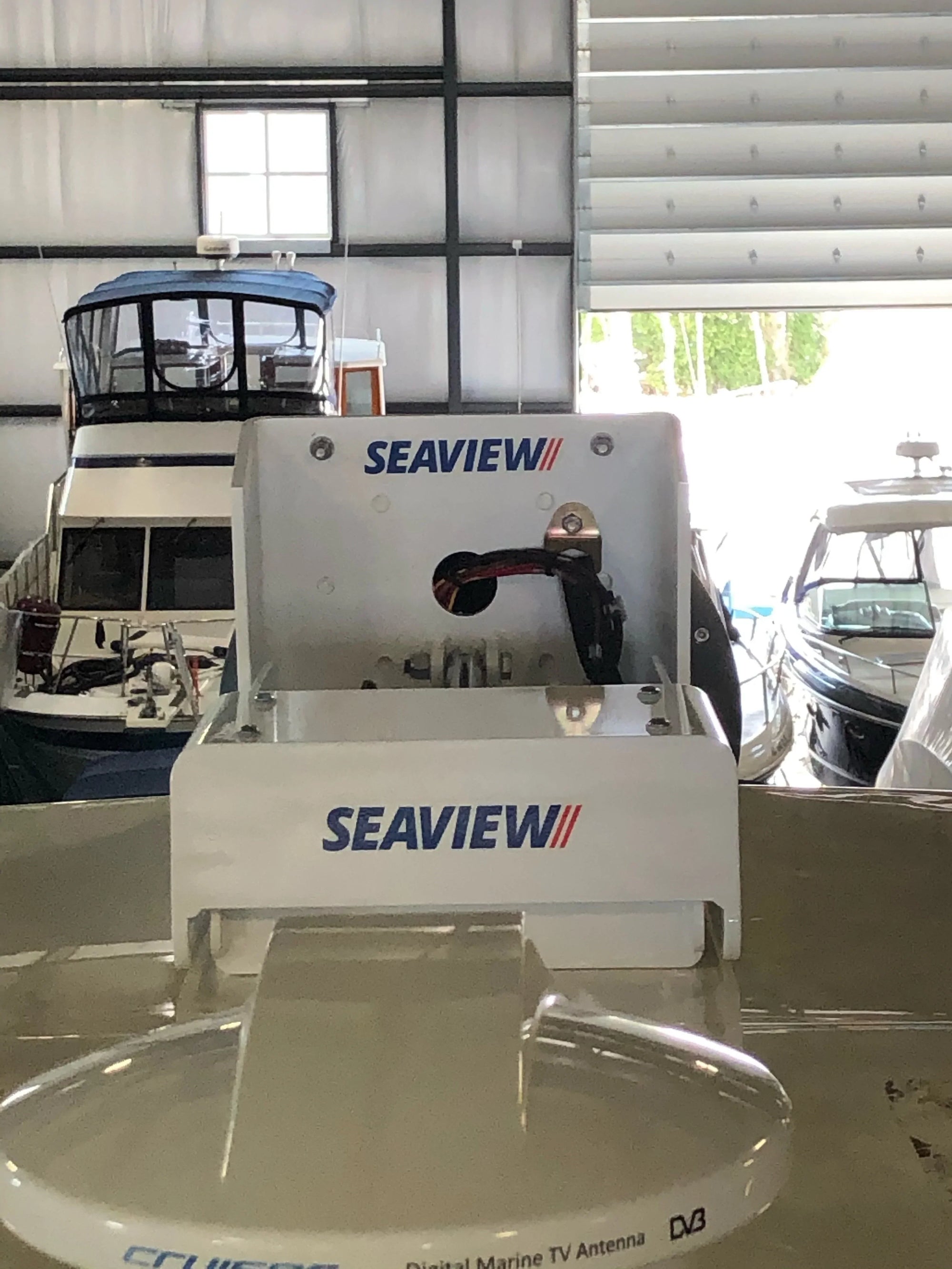 Seaview electrically actuated hinge installed on boat.