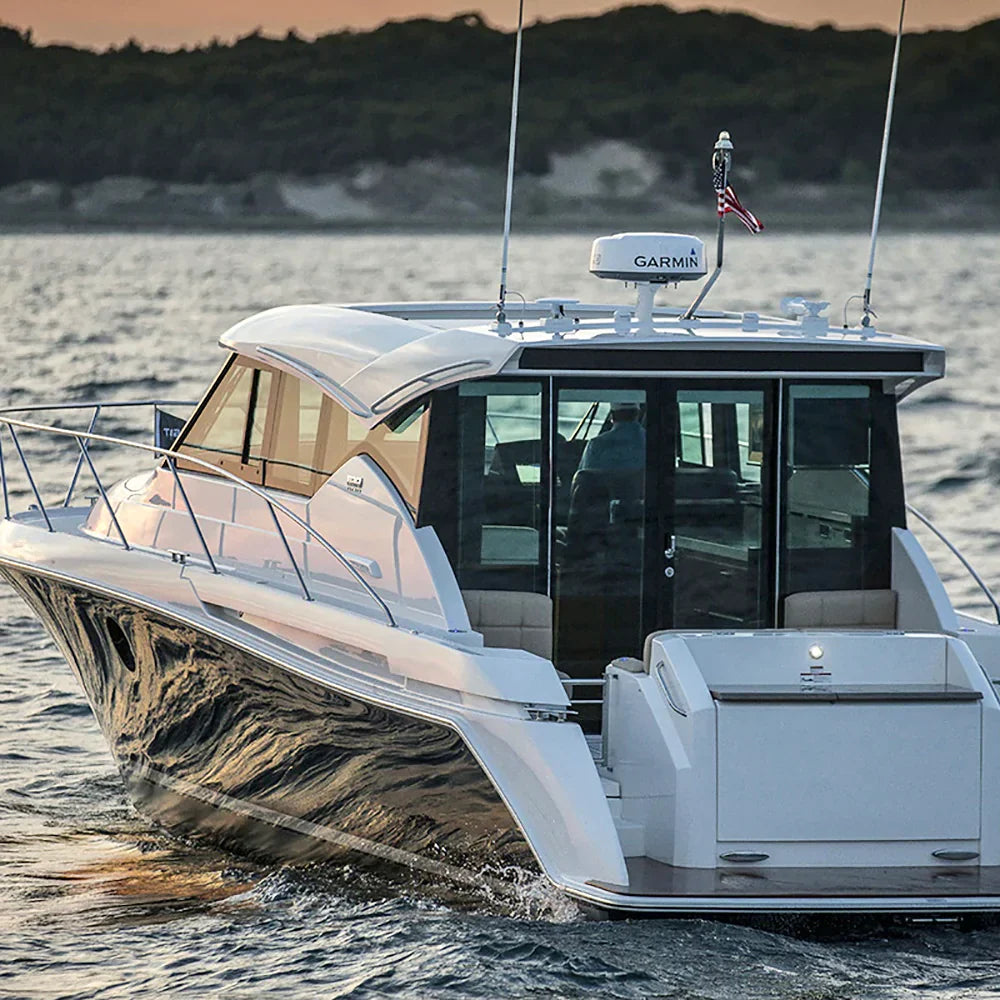 Tiara Yacht equipped with Seaview marine electronic mount on the water.